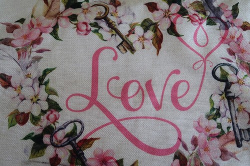 Indoor Outdoor Pillow Cover, 17" Hearts & Flowers LOVE Romantic - Picture 3 of 6