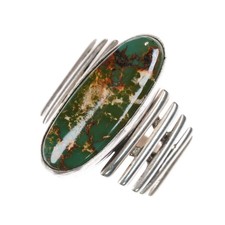 sz8 Kenneth Jones Navajo Kings Manassa turquoise sterling silver modernist ring