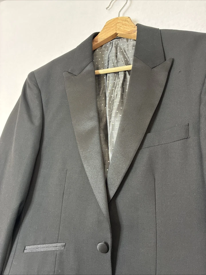 Alexander Dobell Men’s Tuxedo Jacket Size 34S Black Metallic Double Vented - Image 4 of 4