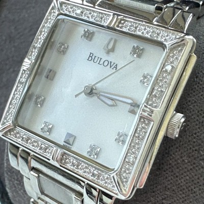 Bulova 96R143 Diamond Accent Silver Tone Date Stainless Steel Women's Watch $399