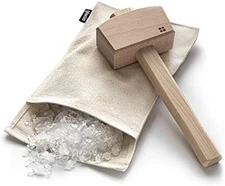 Wooden Ice Mallet and Canvas Crushing Bag
