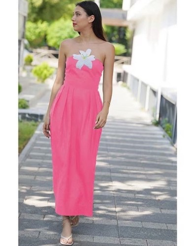 Fanm Mon Large LORR LEINEN LATRICE KLEID fuchsia Blumen bestickt Taschen neu mit Etikett - Bild 1 von 18