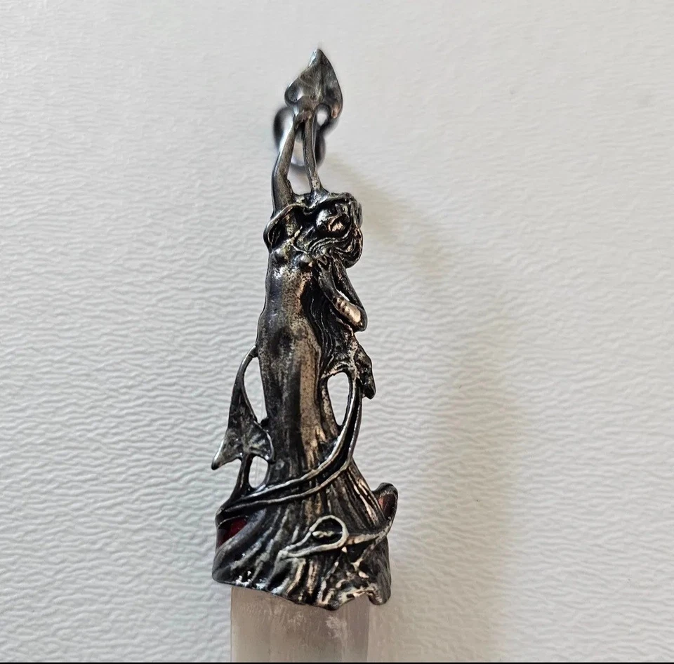 Vintage Sterling Silver Mermaid Crystal Pendant Mid-Century Estate Jewelry - Image 2 of 4