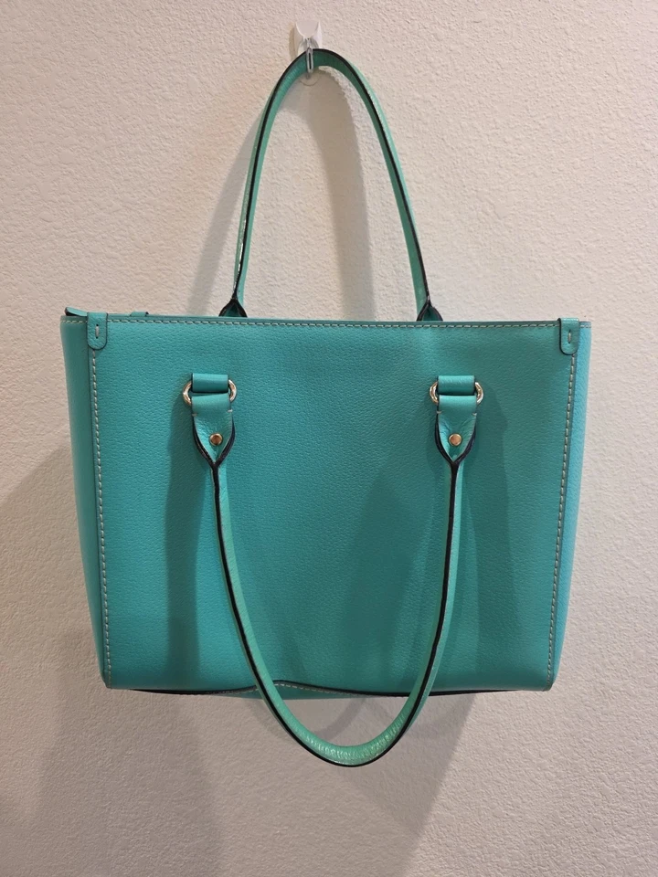 Bolso de hombro/tote Kate Spade Wellesley Quinn azul turquesa triple compartimento Foto 4 de 4
