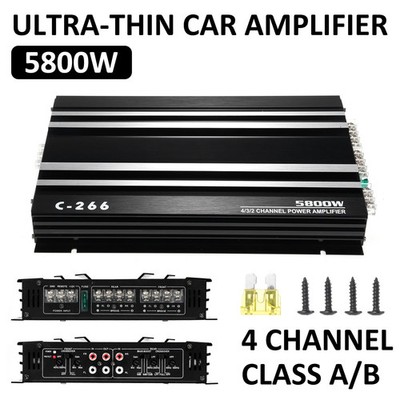 Compact 4 Channel Car Amplifier Class A/B 4x60W High Power Shockproof Aluminum
