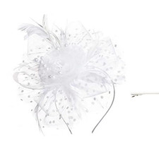 Fascinators Hats 20S 50S Pillbox Hat Cocktail Tea Party for Women White, One Si
