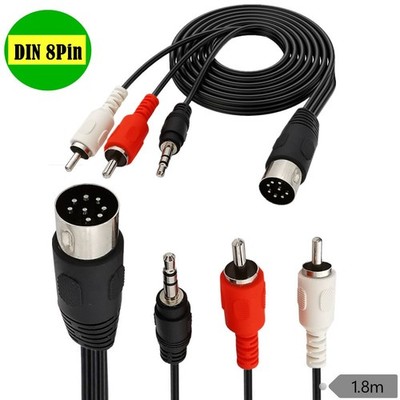 5.9ft 8 Pin Din Male to 2 RCA Female 3.5mm 3Pole Male Audio Adapter Cable Cord