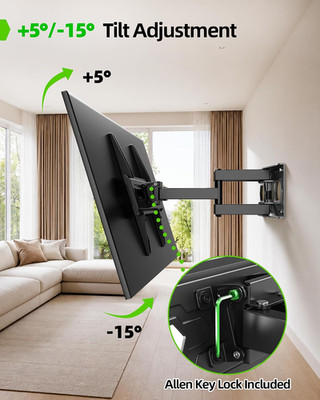 Full Motion TV Wall Mount for 32-74 Inch Screens, Max VESA 400x400mm