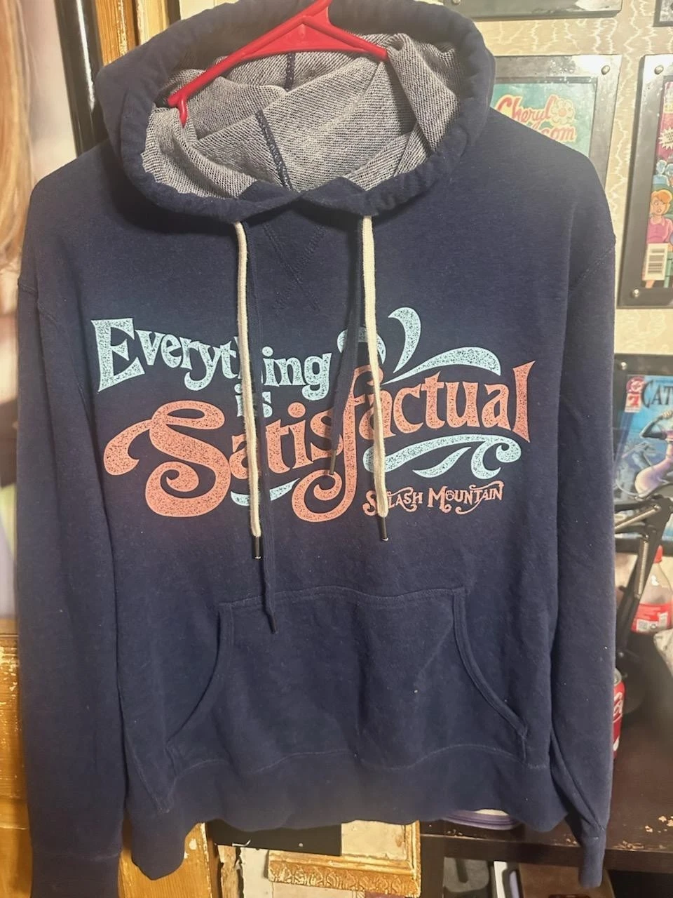 Disney Parks Everything is Satisfactual Splash Mountain Navy Sweatshirt Medium