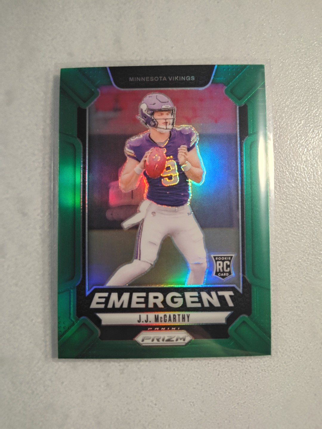 2024 Panini Prizm JJ McCarthy Green Emergent Rookie Card #19