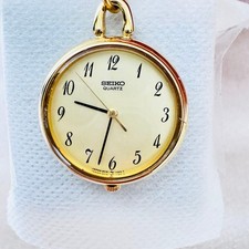 Seiko Vintage Gold Pocket Watch 2.5cm Quartz Retro Elegant Used