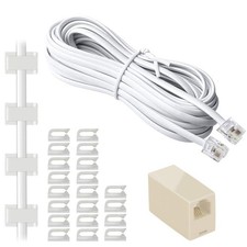 Telephone Extension Cord 25 Feet Cable Standard RJ11 Plug In-Line Couplers