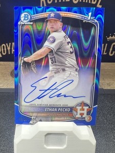 Ethan Pecko 2025 Bowman Chrome Blue Raywave /150 Auto Houston Astros 1st