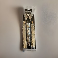 SILVER SEQUIN SUSPENDERS One Size New Out Of The Blue