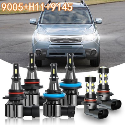 White LED Headlight High Low Fog Light Bulbs Combo For Subaru Forester 2009-2013