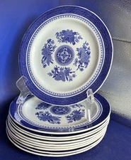 10 Spode Blue Fitzhugh 8" Salad Plates