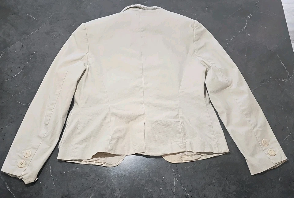 Chaqueta Blazer Willi Smith Mujer Manga 3/4 Beige Encogerse de hombros, Talla 8 Foto 2 de 2