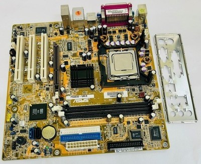 Asus P5S800-VM/S Sockel 775 Mainboard, Intel Celeron D 341 CPU & I/O Platte