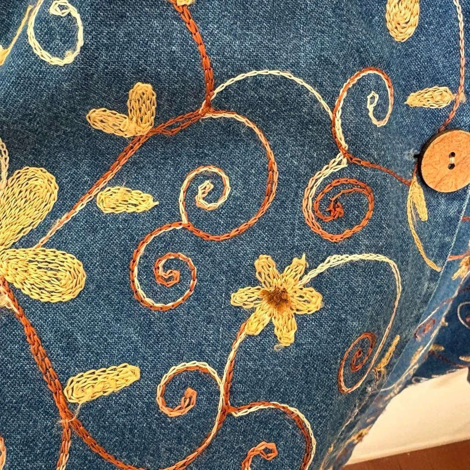 DRIES VAN NOTEN Archive Denim Jacket All-Over Embroidery Size L USED japan - Image 3 of 4