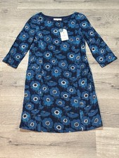 NWT Seasalt Cornwall Freshwater Dress Blue Anemones Floral UK 8 US 4 3/4 Sleeve