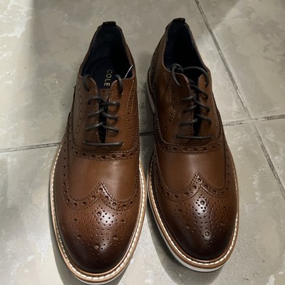 Cole Haan Grand Morris Men's 7.5 British Tan Leather Wingtip Oxford C30697