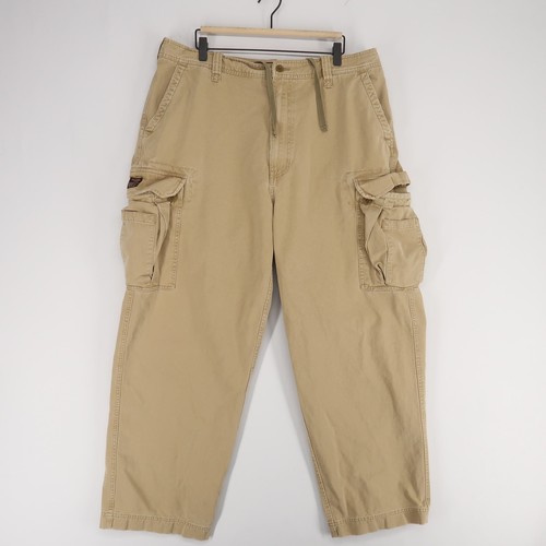 Vintage Abercrombie & Fitch Cargo Pants Mens 38R Tan Khaki Loose Baggy Y2K