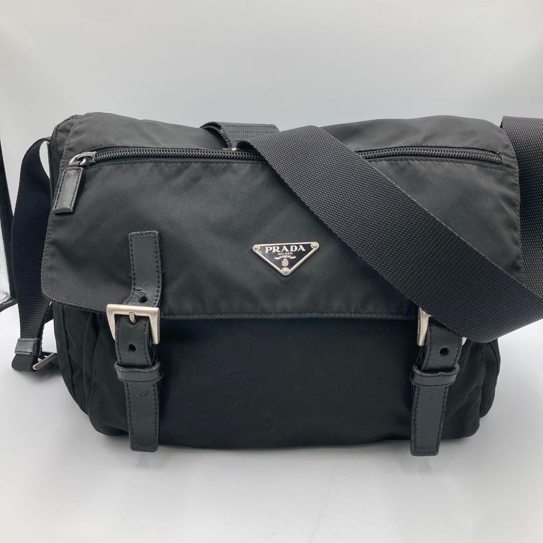 Prada Black Nylon Shoulder Bag From Japan Excellent Condition