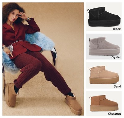 Gr. 6 7 8 || UGG Stiefel || Wildleder Leder Damen Stiefelette Classic Mini Ultra Plateau