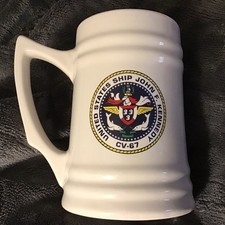 United States Ship John F Kennedy CV 67 U.S. Navy White Coffee Mug Tankard