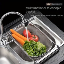 Adjustable Stainless Steel Sink Colander Basket Expandable Kitchen Strainer