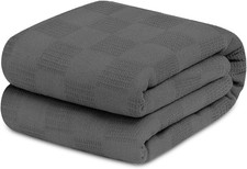 100 Cotton Blankets King Size Thermal Blanket 108"X90" - Perfect Cotton Blank