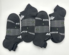 4 Pair BOMBAS Men's Performance Athletic Ankle Socks Size L 9.5-13 black Hex Tec