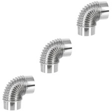  3 Pack Log Burner Flue Pipes Chimney Adapter Elbow Camping Stove