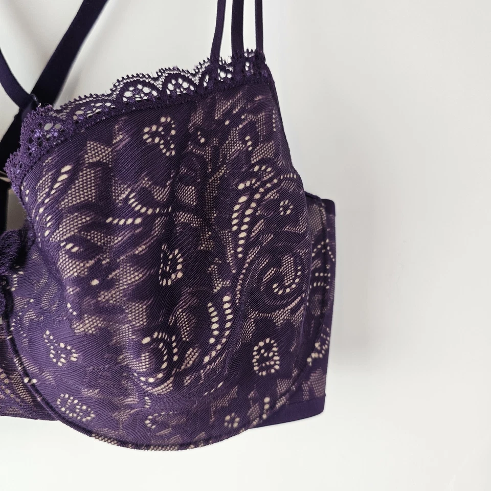 Sujetador Soma Enticing Lift Balconette de encaje con aros sin forro para mujer 34C púrpura Foto 4 de 4