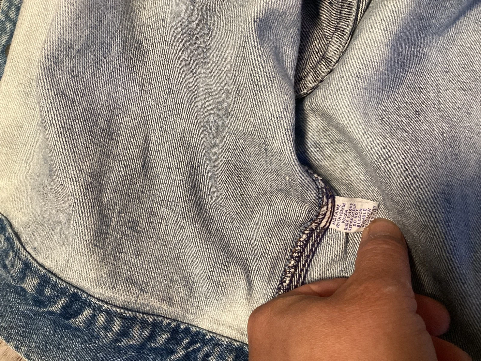 men polo vintage Jean jacket distressed fade stain large fair no tag MADE IN USA - product detail image 12