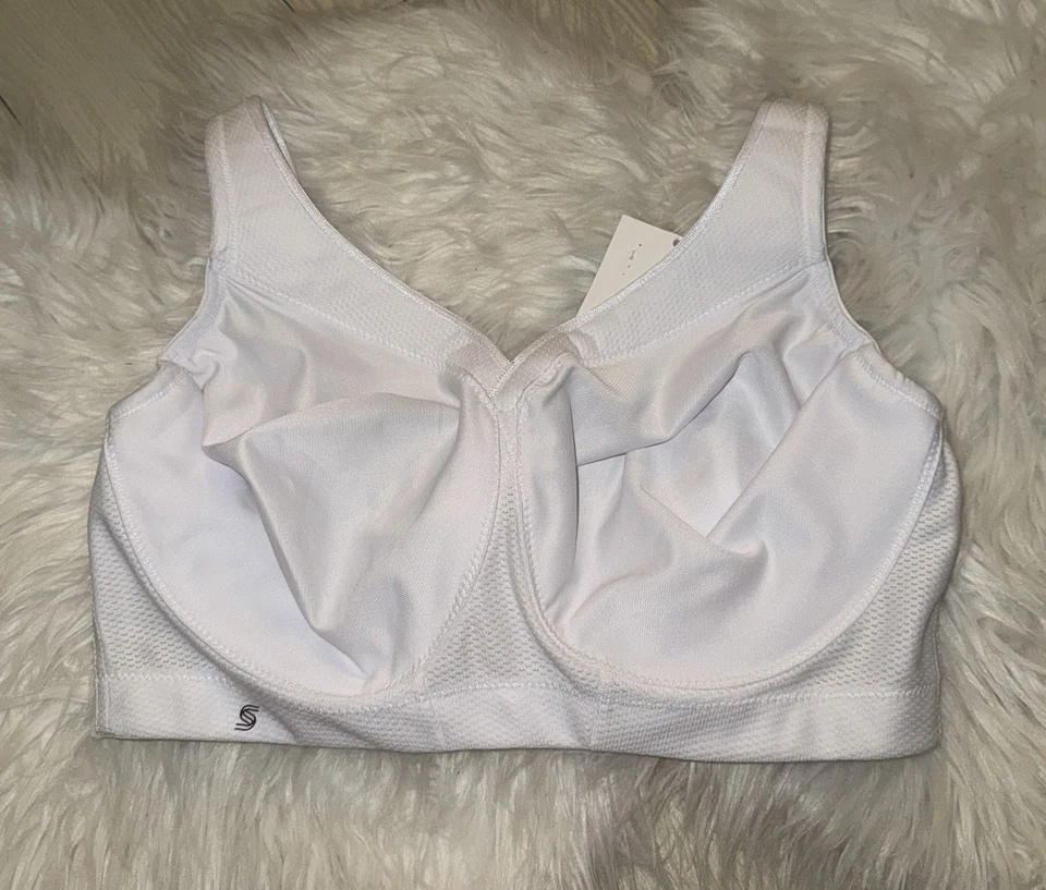 Sujetador deportivo Glamorise 1006 figura completa MagicLift sin costuras sin cables 34DD blanco Foto 2 de 4