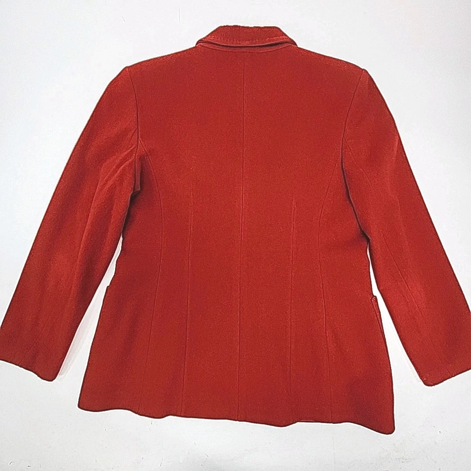 Kate Hill Blazer 夹克红色羊毛羊绒混纺衬里女式 14 码纽扣 — 第 2/4 张图片