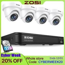 ZOSI 1080p Surveillance 8CH DVR Security Home Camera System 1TB IR Night