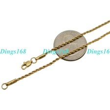 Genuine 18K Gold Filled 16" ~ 32" 1.7mm/3mm/4mm Diamond-Cut Rope Chain Necklace