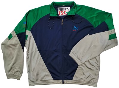 PUMA ISC Jacket Men's VTG Dark Blue Activewear Full Zip Jacket Size XL Polyester