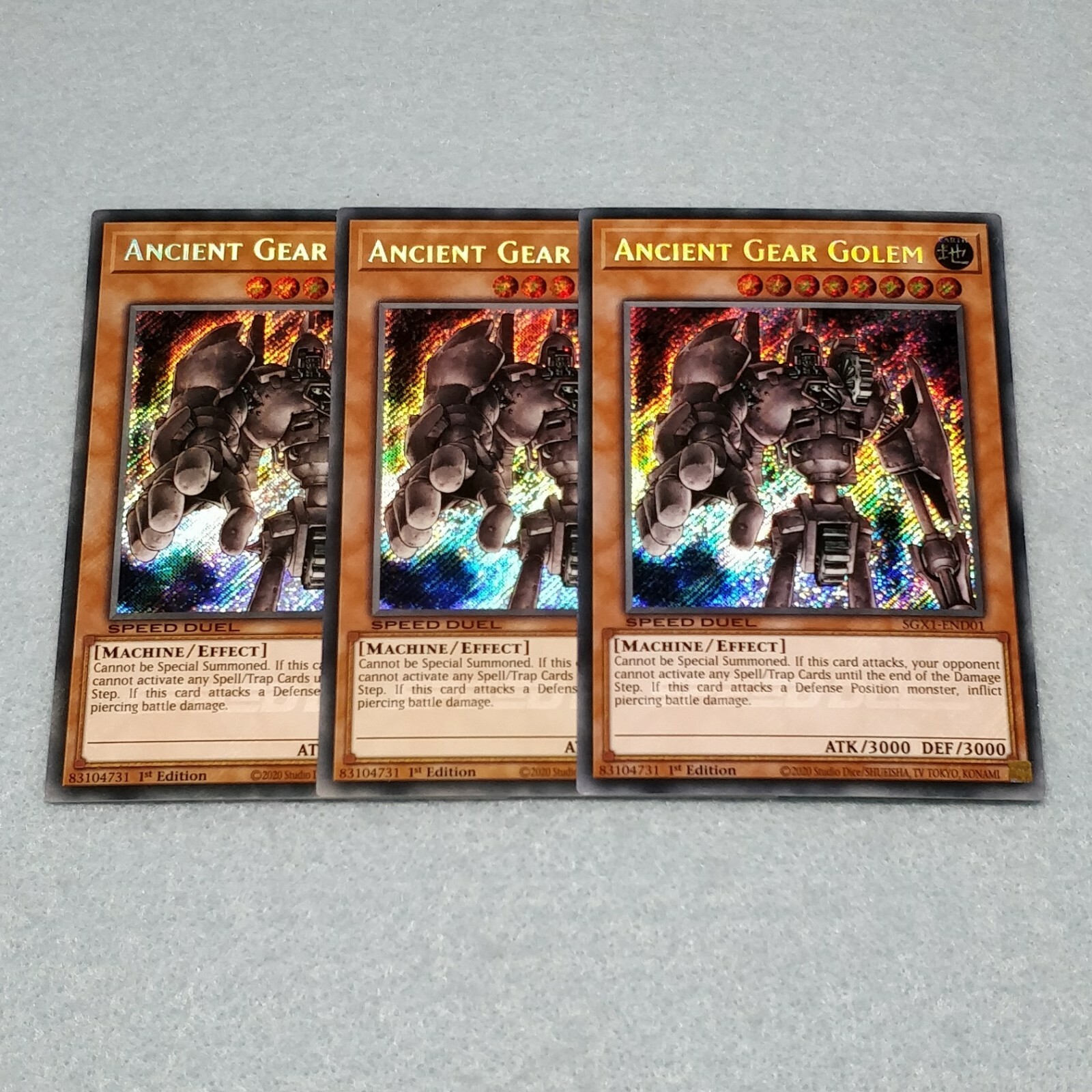 Yugioh Ancient Gear Golem SGX1 1st Edition Secret Rare 3 Card Set NM | eBay