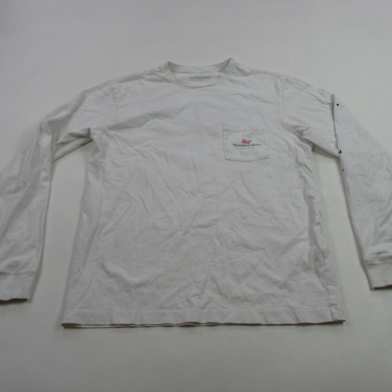 Vineyard Vines Shirt Mens XS Long Sleeve White Crew Neck Lightweight Pocket