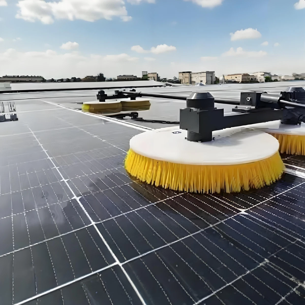 7,5m Automatisch PV Waschbürste Solarpanel Reinigungsbürste mit 2 Bürstenkopf DE