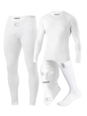 SPARCO RW-7 Underwear Set Top Long Johns Balaclava Socks White FIA 8856-2018