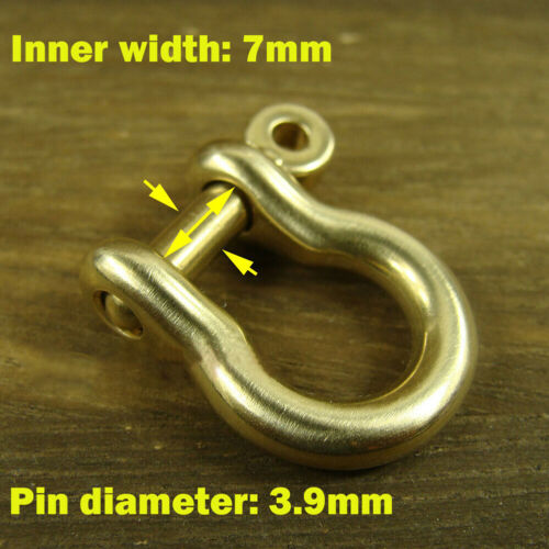 Brass Key Chain Ring Belt Snap Hook Clip + U Shackle For Fob Wallet Chain USA - Picture 6 of 7