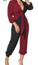 Burgundy & Black Quarter Sleeve Romper(XL)