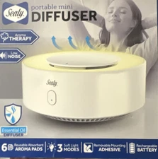 Sealy Portable Mini Diffuser 6 Aroma Pads, Rechargeable Battery, 3 Light Modes