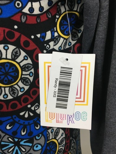 LuLaRoe Randy T-Shirt XXS Gray Blue Maroon Circle Industrial Top Raglan Sleeve - Picture 7 of 9