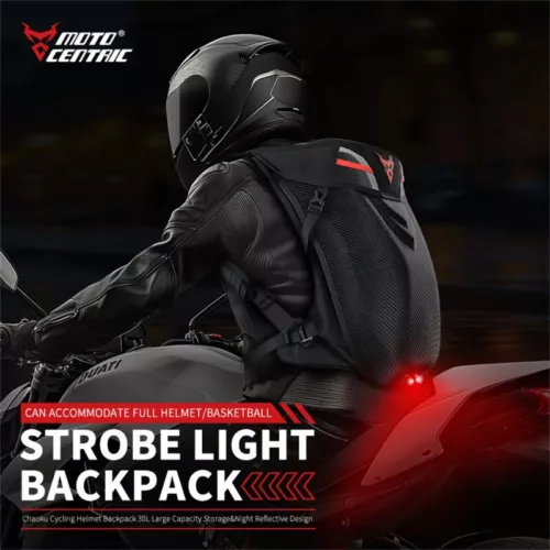 Led Light Waterproof Motorcycle Rucksack Helmet Backpack Carbon Fiber Riding Bag