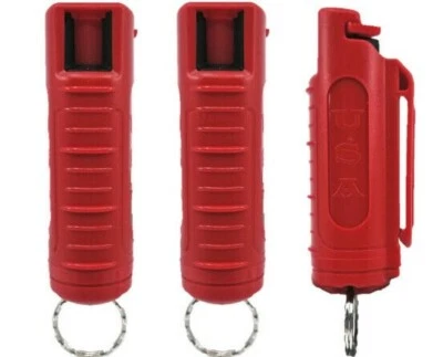 Police Magnum 3 RED Molded 1/2oz Pepper Spray Keychains For Self Defense Safety